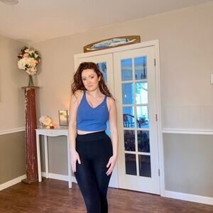 Nike Blue V-Neck Racerback Crop Tank w/ Built in Bra